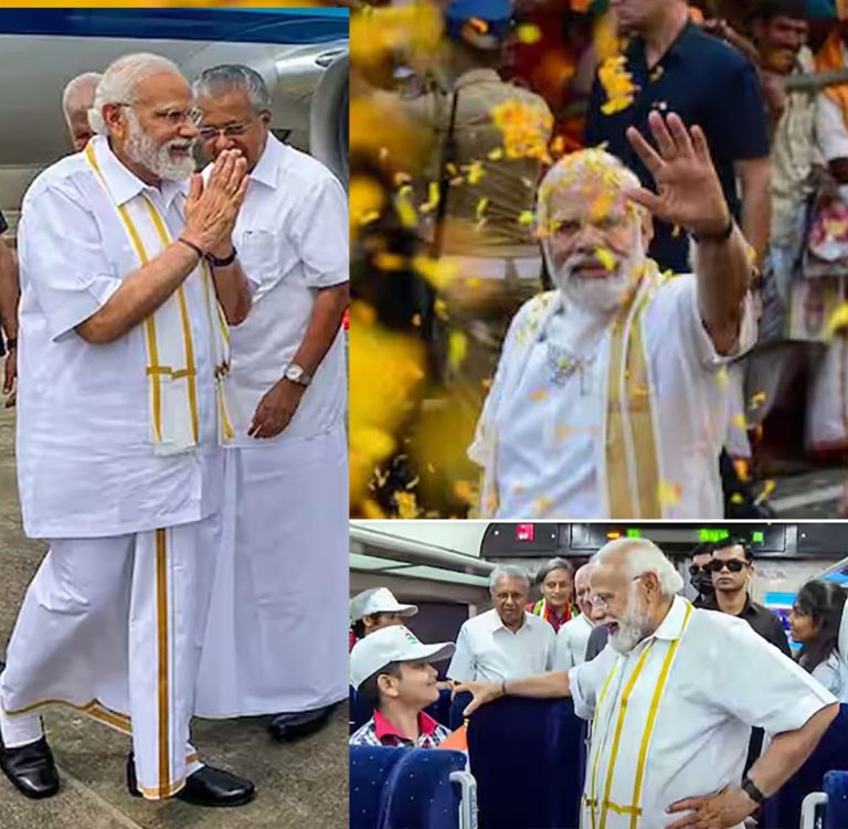 केरळमध्ये पंतप्रधान नरेंद्र मोदींचा भव्य रोड शो, दौऱ्यात मोदींचा खास लूक