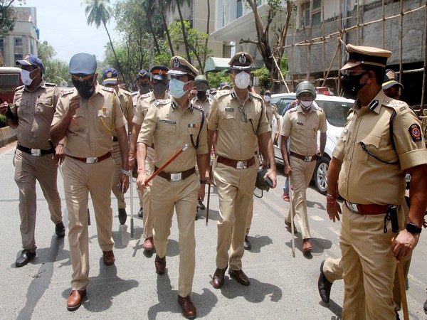 Police personnel deployed outside Union Minister Narayan Rane's residence after his statement against Maharashtra Chief Minister Uddhav Thackeray