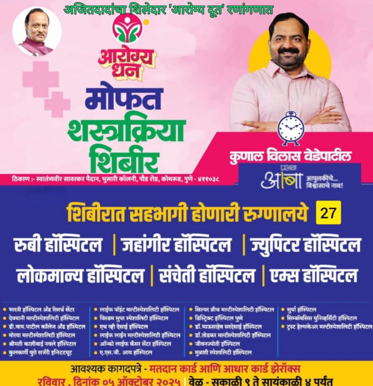 प्रभाग 10: अजितदादाचा युवा शिलेदार ‘आरोग्यदूत’ बनून रणांगणात; आज भव्य आयोजन 27 नामांकित दवाखाने सहभागी