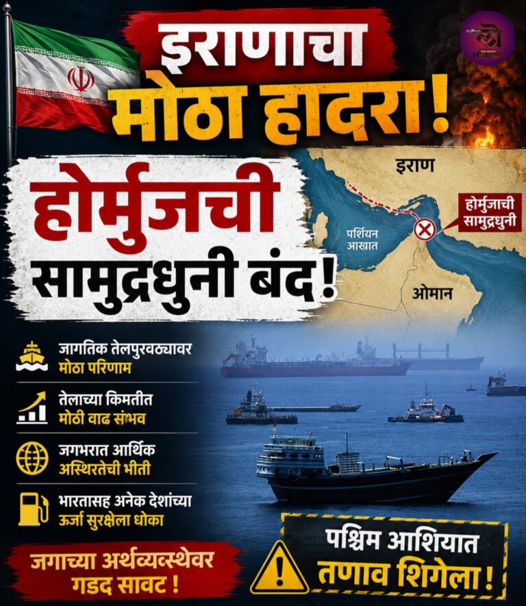 इराणाचा संपूर्ण जगाला मोठा हादरा; होर्मुजची सामुद्रधुनी बंद, इंधनाच्या दरात पुन्हा वाढ होणार?