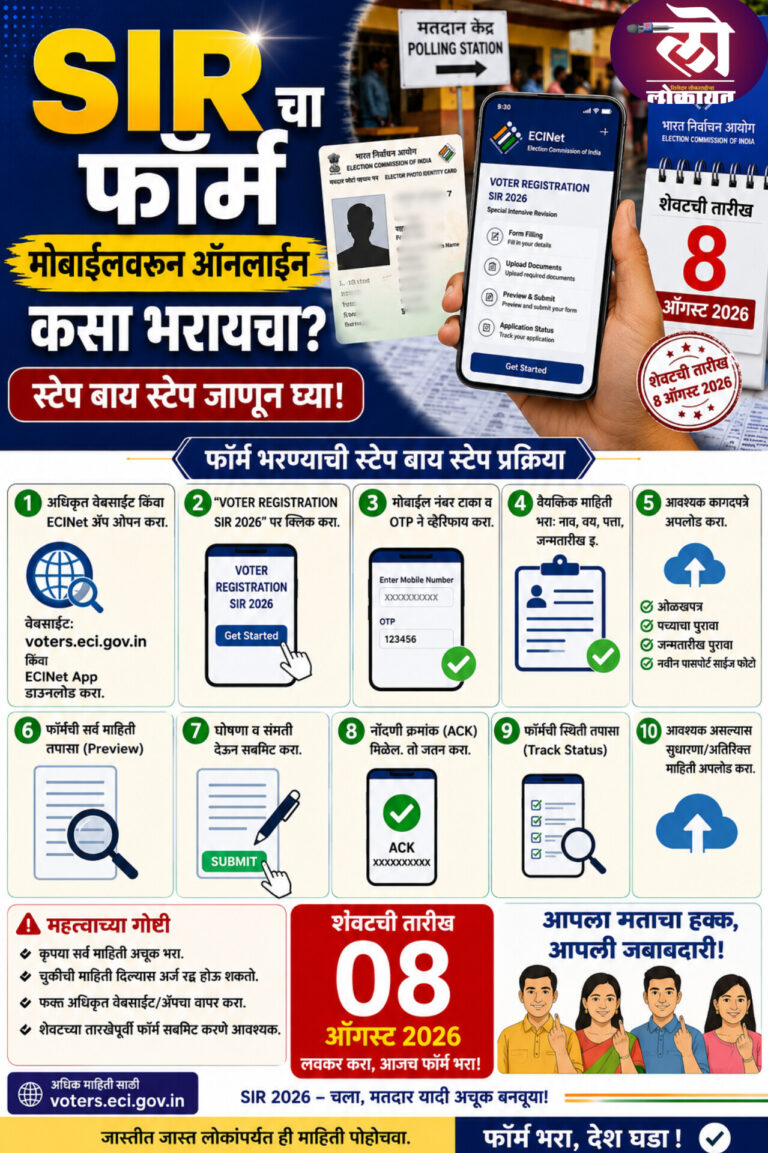 SIR चा फॉर्म मोबाईलवरून ऑनलाइन कसा भरायचा? स्टेप बाय स्टेप जाणून घ्या; 08 ऑगस्ट शेवटची तारीख
