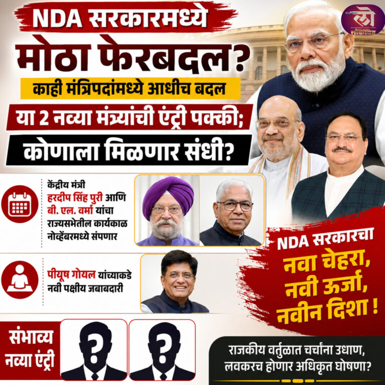 NDA सरकारमध्ये मोठा फेरबदल? काही मंत्रिपदांमध्ये आधीच बदल या 2 नव्या मंत्र्यांची एंट्री पक्की; कोणाला मिळणार संधी?