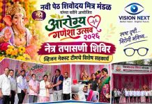 नवी पेठ शिवोदय मित्र मंडळातर्फे ‘आरोग्य गणेशा उत्सव २०२६’ अंतर्गत नेत्र तपासणी शिबिर; व्हिजन नेक्स्ट टीमचे विशेष सहकार्य