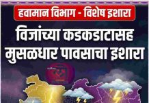 महाराष्ट्रात कोकण, मध्य महाराष्ट्र, मराठवाड्यातील काही भागात विजांच्या कडकडाटासह पाऊस होण्याचा अंदाज: हवामान विभाग