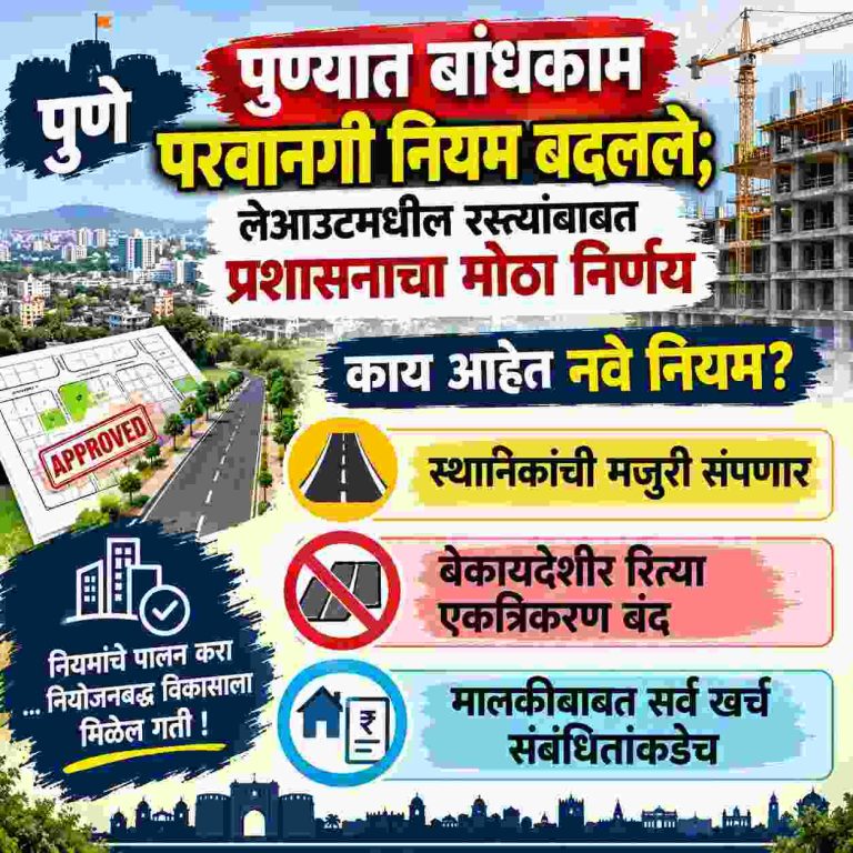 पुण्यात बांधकाम परवानगी नियम बदलले; लेआउटमधील रस्त्यांबाबत प्रशासनाचा मोठा निर्णय, काय आहेत नवे नियम?