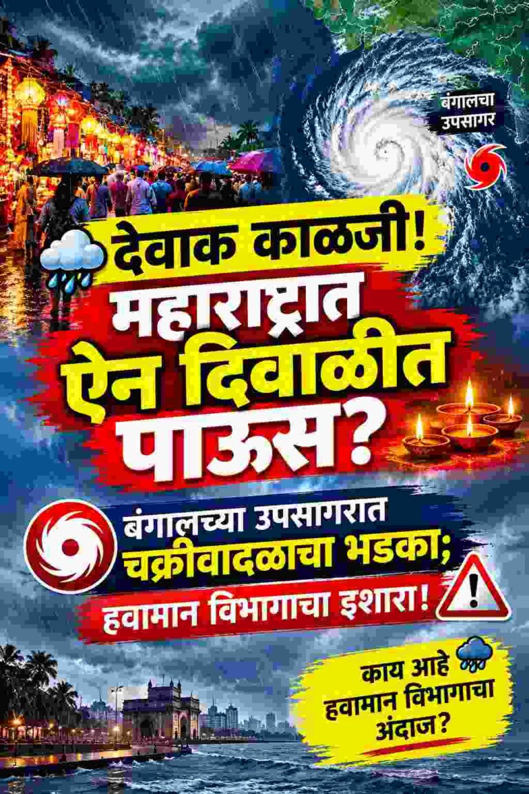 बंगालच्या उपसागरात चक्रीवादळाचा भडका; महाराष्ट्रात ऐन दिवाळीत पाऊस? हवामान विभागाचा मोठा इशारा!